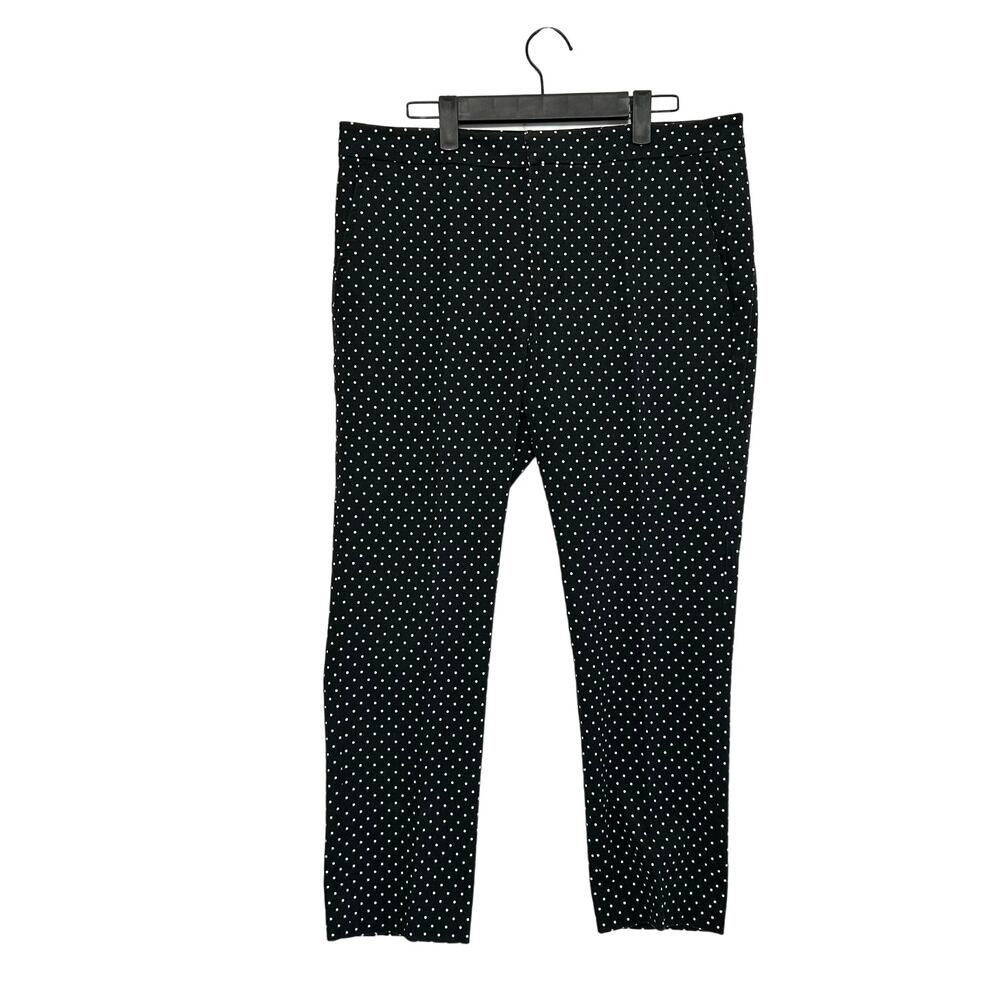 Lauren Ralph Lauren Polka Dot Straight Leg Cropped Pants Women's 12 Black White